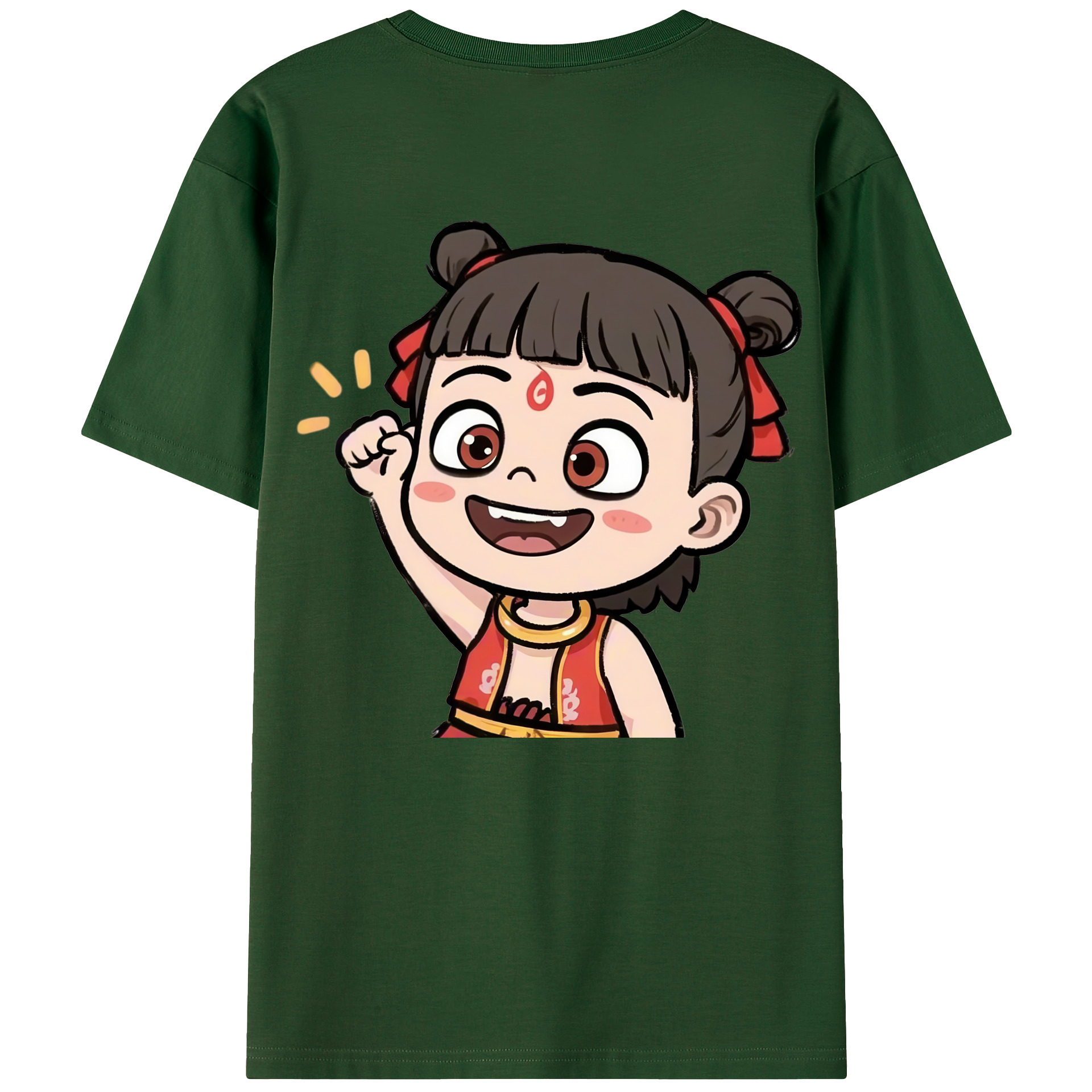 （画像用） Ne Zha 2 ナタ 魔童の大暴れ 綿100％半袖Tシャツ（背面プリント）
